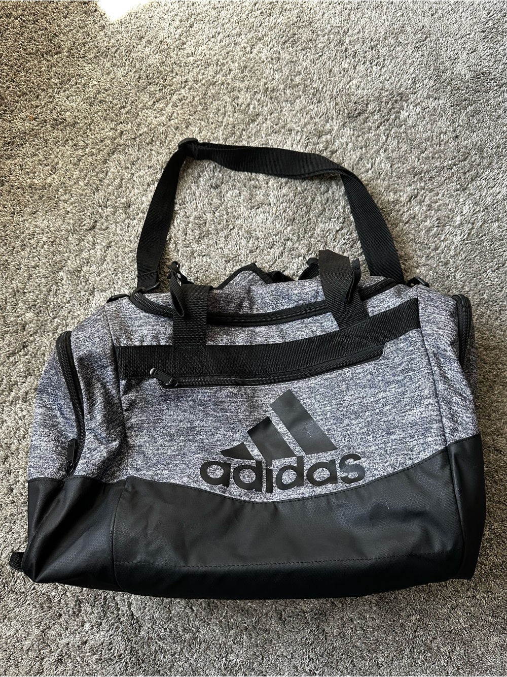 adidas Gray Heather and Black Sport Duffel Bag